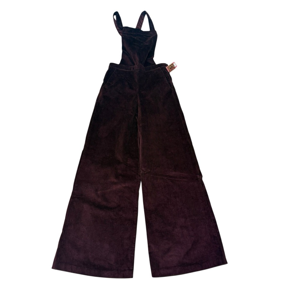 Vintage Women Overalls XS Purple‎ Corduroy Wide Leg Bell Bottom Y2K Festival New